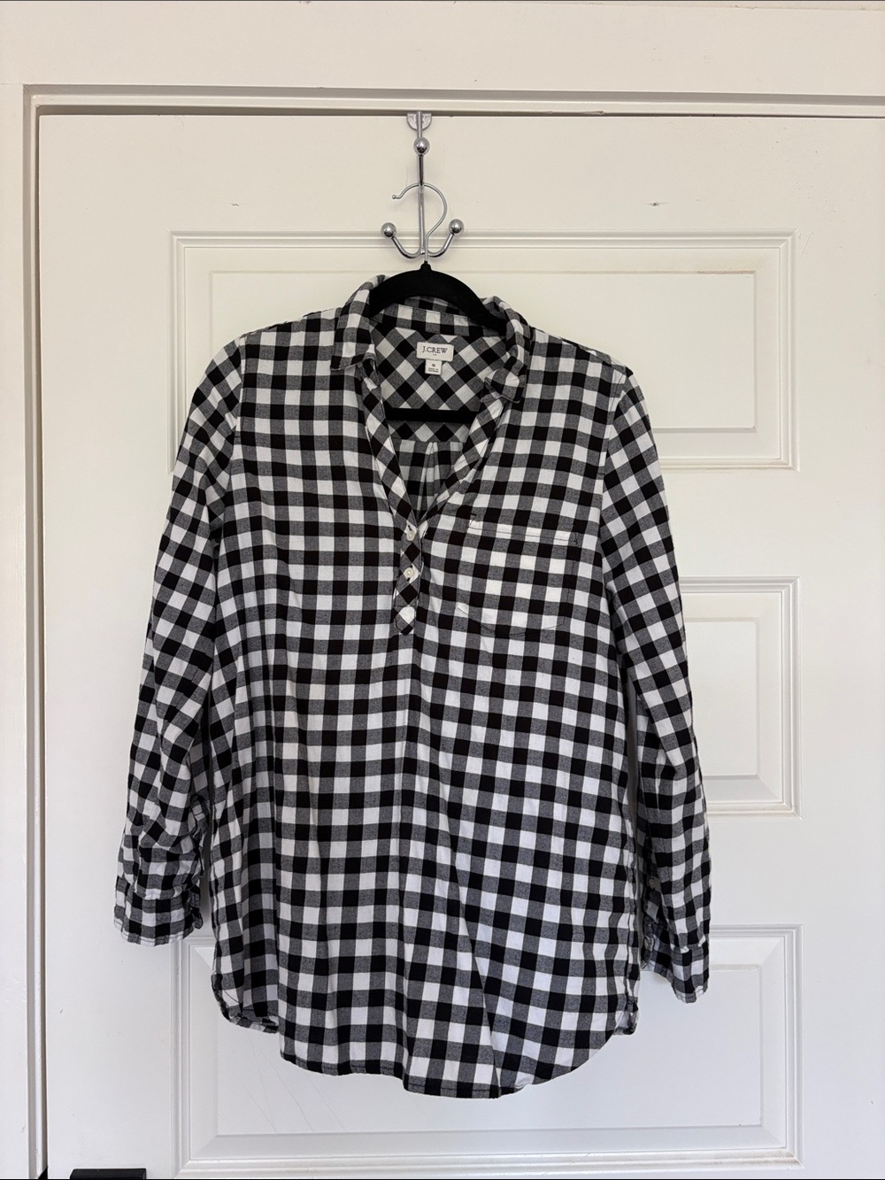 J. Crew Black and White Flannel Check Button-Down Casual Shirt